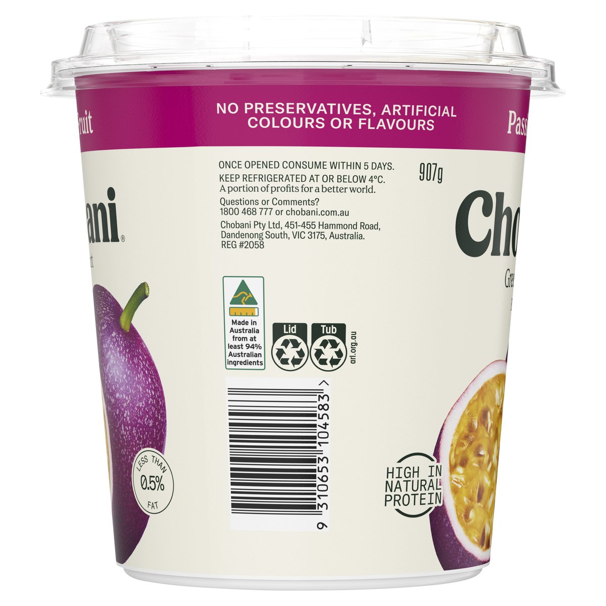 Chobani passionfruit product photography 3D render